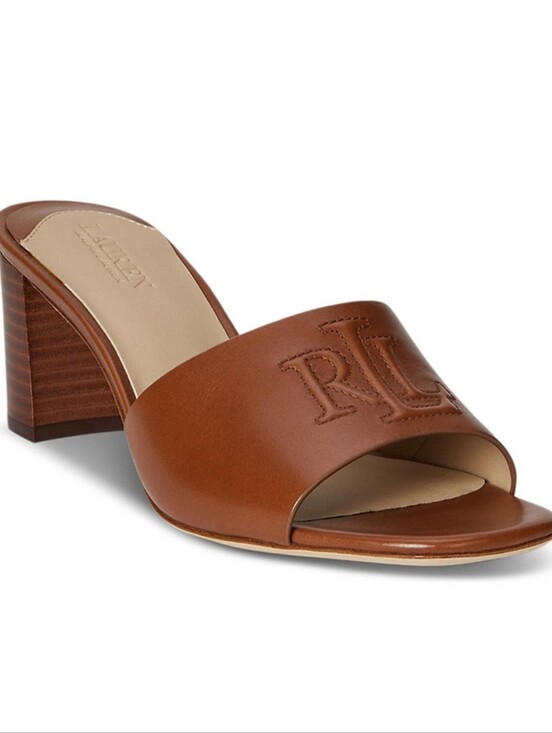 Ralph Lauren Shoes - Ralph Lauren Cognac Everly Leather Logo Sandal NIB